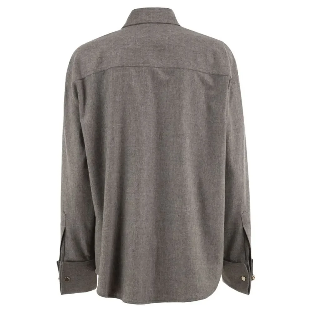 Fabiana Filippi Women Virgin Wool Flannel Shirt With Jewelled Details